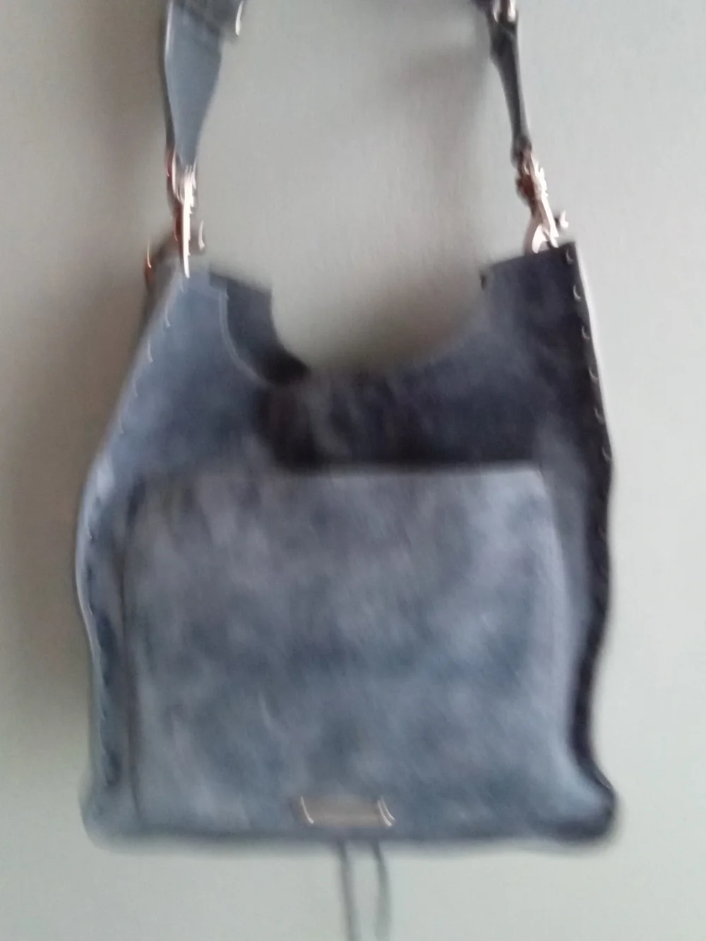 Rebecca Minkoff‎ Navy Blue Suede Studded Hobo Crossbody Bag with Guitar Strap